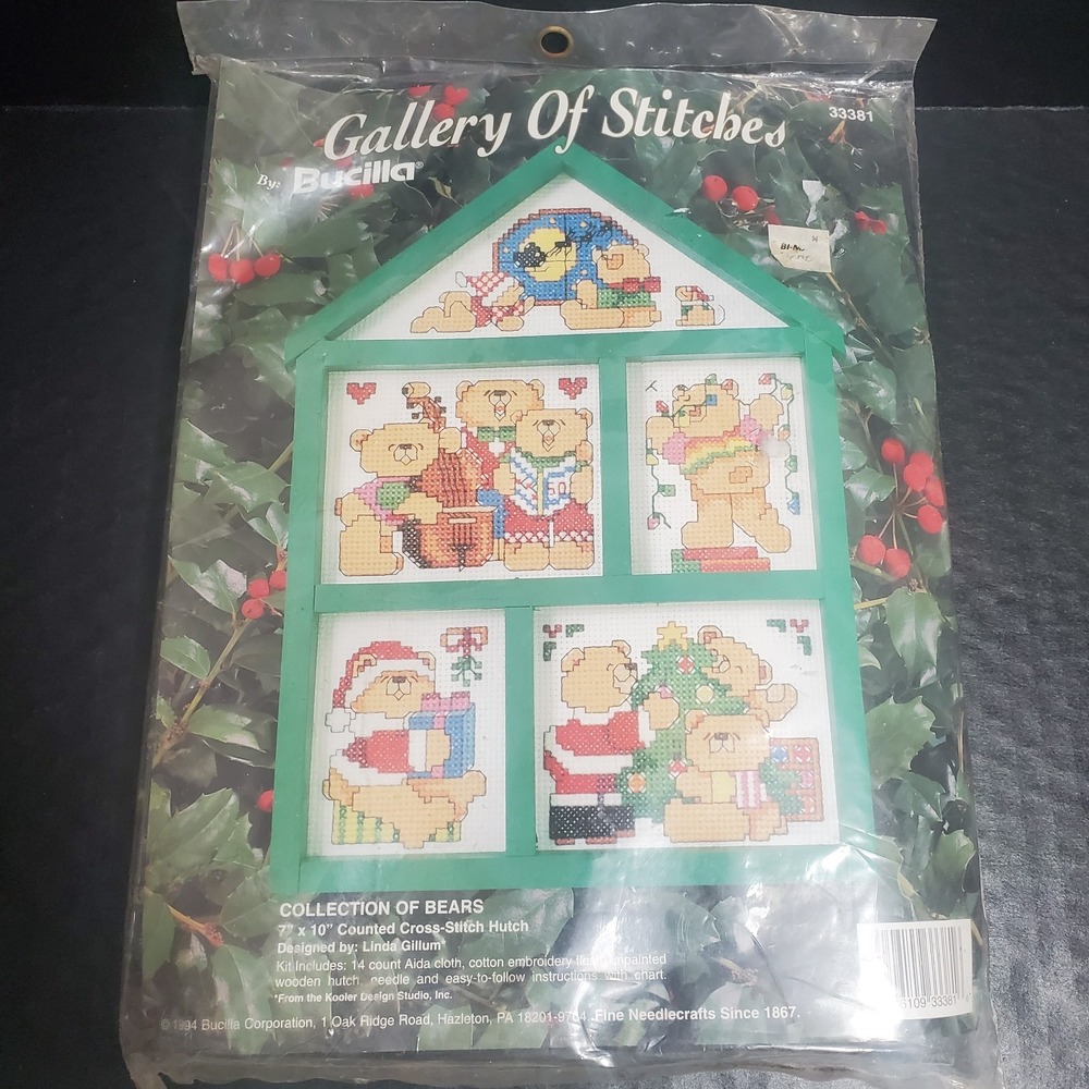 BUCILLA GALLERY OF STITCHES CHRISTMAS Teddy Bear Family CROSS STITCH #33381